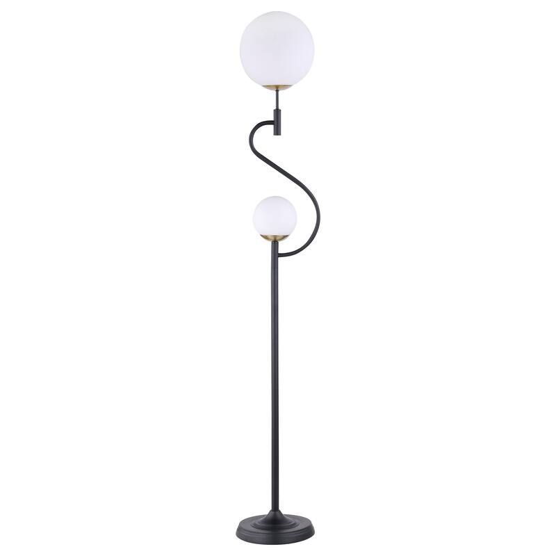 Dacki 69-Inch Dual Spherical Bulb Metal Floor Lamp Black