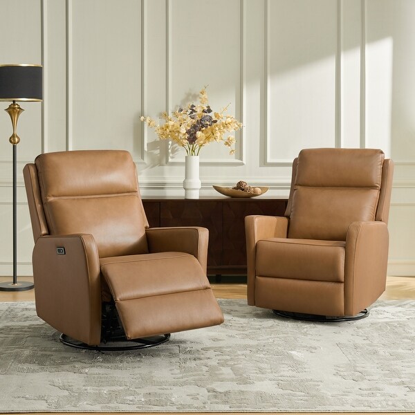 HULALA HOME Nuria Transitional Genuine Leather Power Recliner with