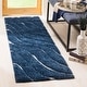 preview thumbnail 35 of 101, SAFAVIEH Florida Shag Hervor Soft Serene Waves 1.2-inch Thick Rug 2'3" x 11' Runner - Dark Blue/Cream - Runner