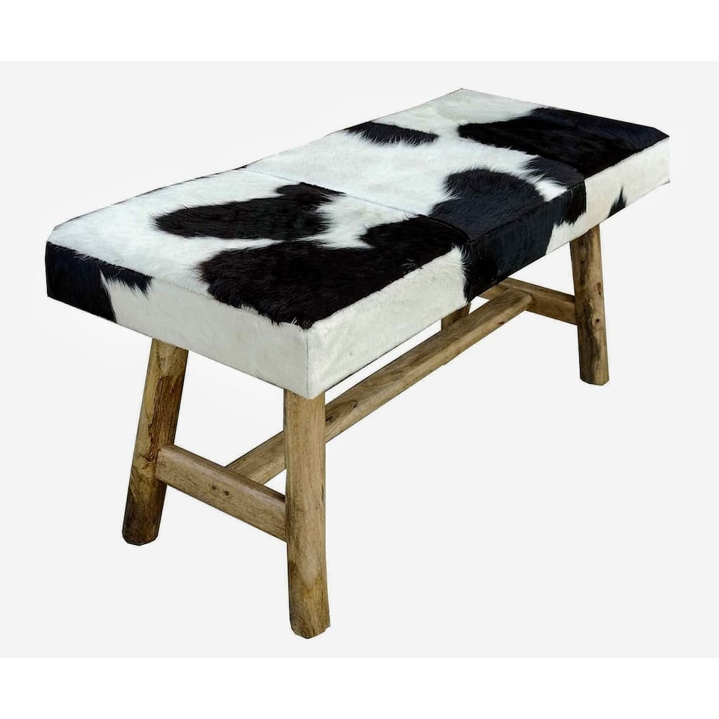 TAURO Black & White Cowhide Bench