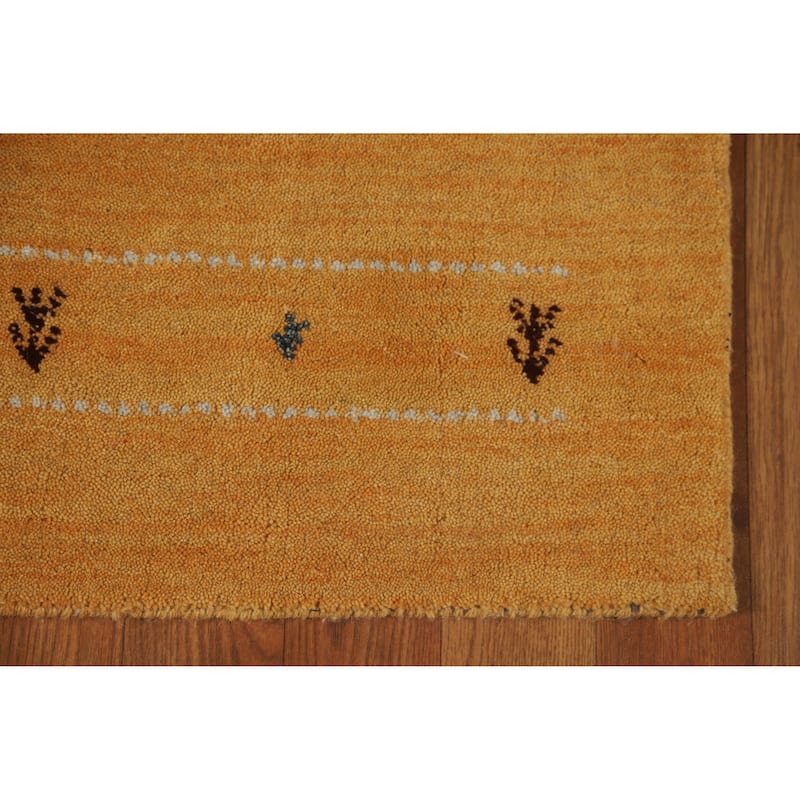Yellow Gabbeh Indian Runner Rug Hand-Knotted Wool Carpet - 2'6" x 9'6"
