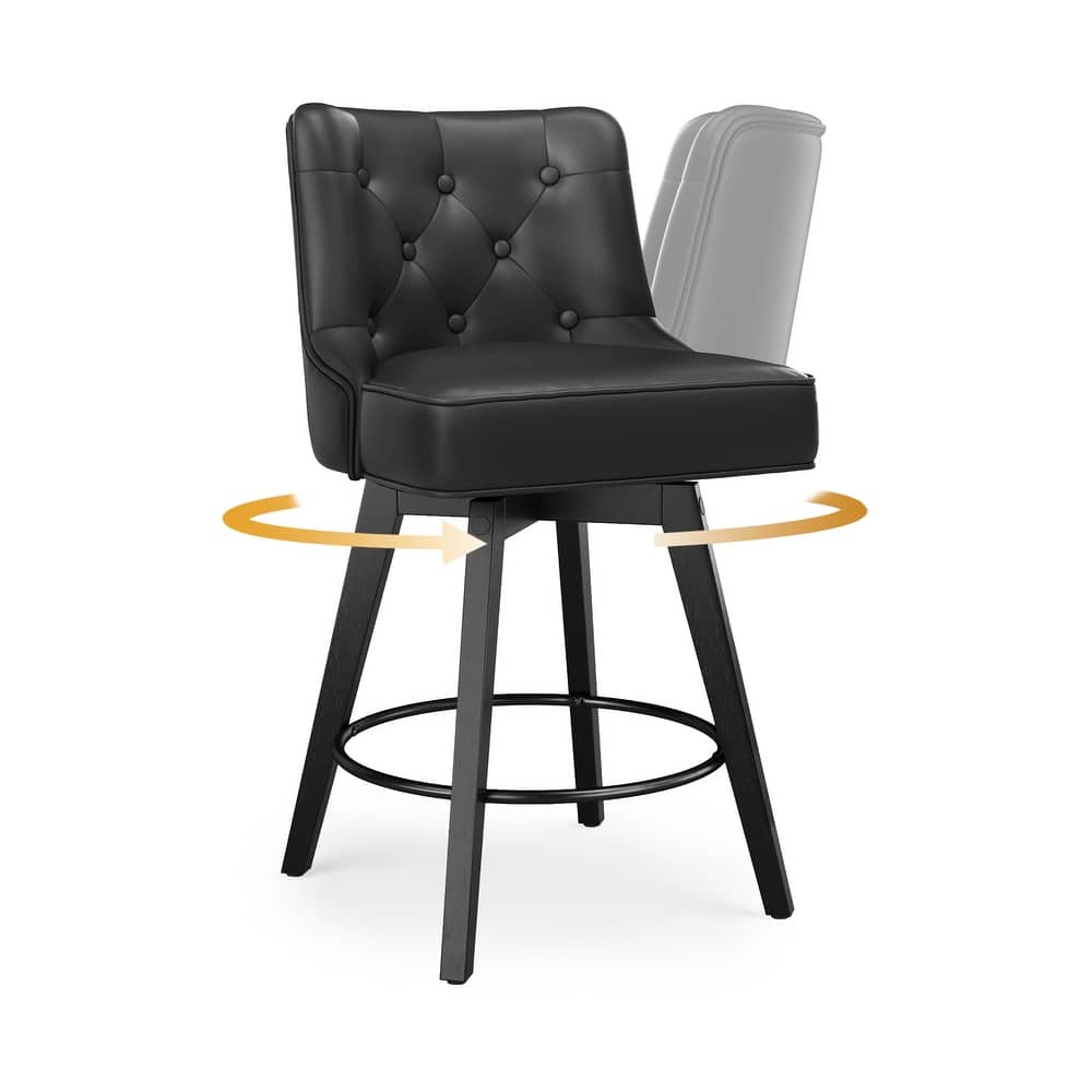 Modern 26 in. Counter Height Barstool Upholstered Fabric/Faux Leather Swivel Bar Stools with Back