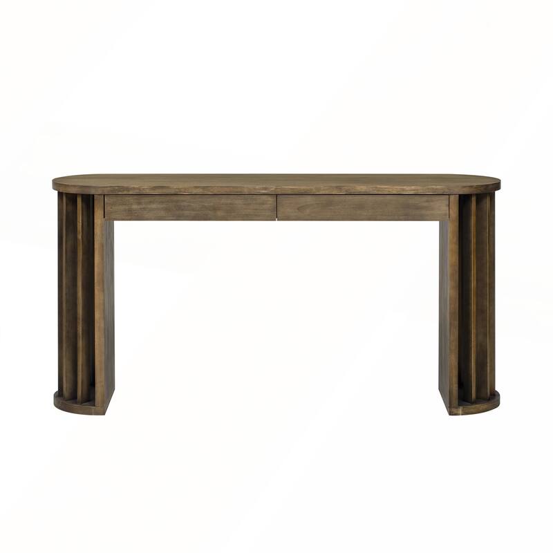 59-inch Long Console Table with Oak Veneer