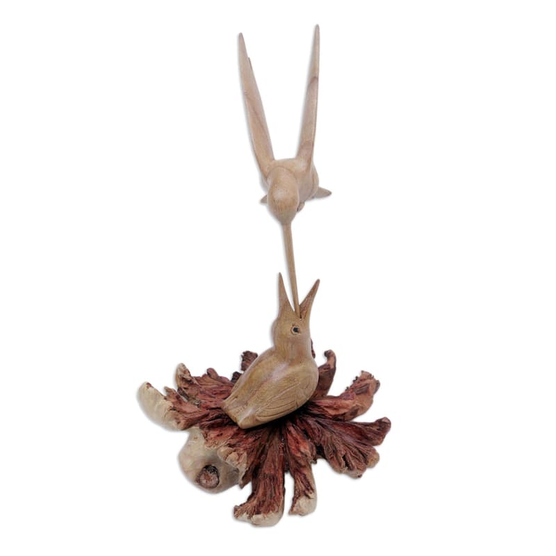 Novica Handmade Mother Bird Wood Sculpture