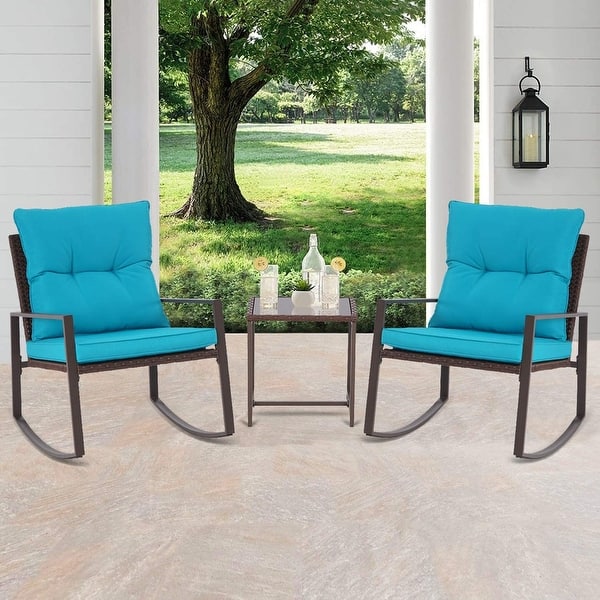 Shop Pheap Outdoor 3 Piece Rocking Wicker Bistro Set By Havenside