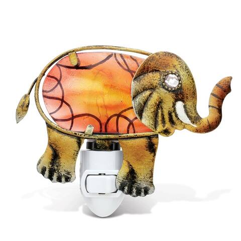 CoTa Global Elephant Glass Art Night Light, Manual On And Off Switch - 4.5Lx2.25Wx4.25H inches