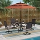 preview thumbnail 23 of 38, 5/7-piece Patio Dining Set, 4/6 Rattan Swivel Chairs with Cushion and 1 Metal Table with Umbrella Hole WithUmbrella-Red - 5-Piece Sets