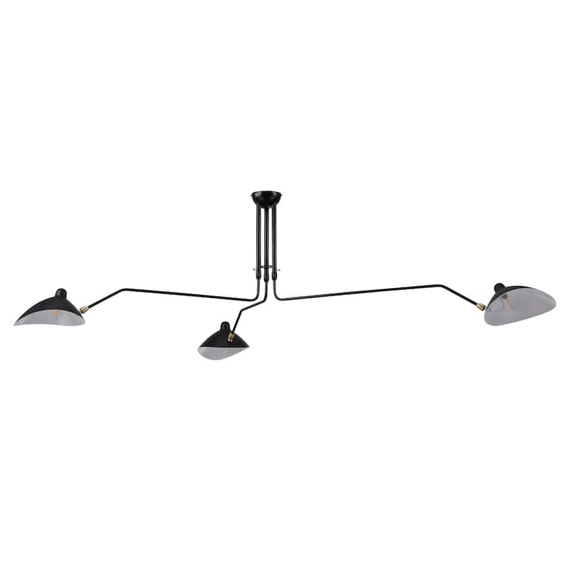 3-Arm Wide Industrial Pivoting Novelty Black Shaded Flush Mount