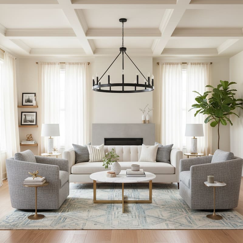 Acroma 15-light Modern Farmhouse Round Wagon Wheel Chandelier