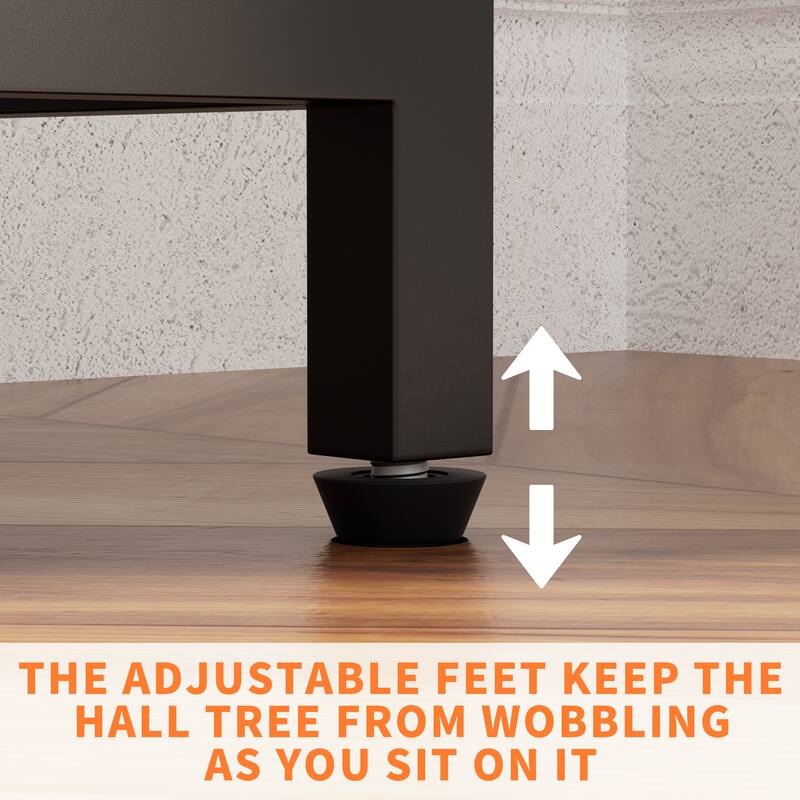 Anmytek 33.1 Inch Wide Hall Tree Entryway Bench with Shoe Storage Shelves Garment Racks 23 Hooks and 2 Movable Drawers