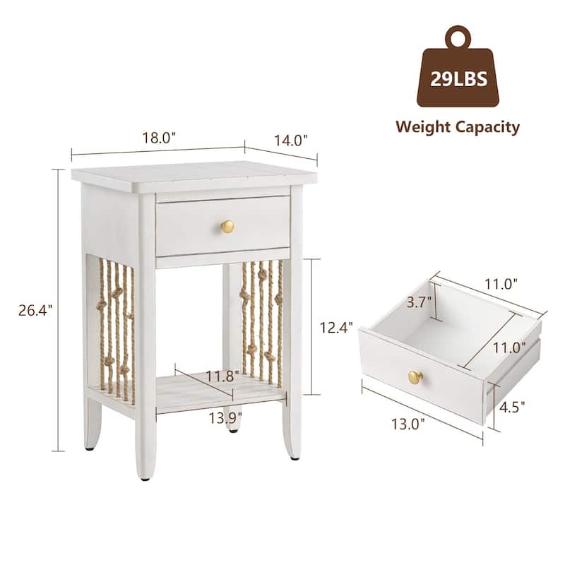 COSIEST Mid-Century Modern Nightstands with Drawer (Set of 2)