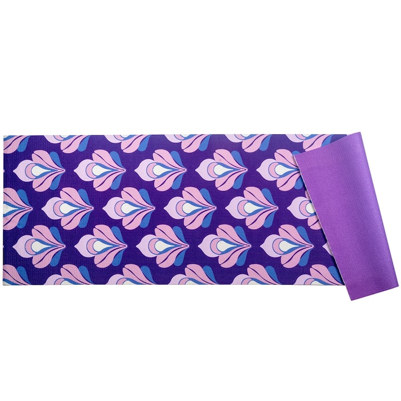 AUM 4mm Soft Foam Tech Lilla Series Yoga Exercise Mat - 68" x 24" - Perfect for Yoga/Pilates/Floor Exercises - Ohm Flower