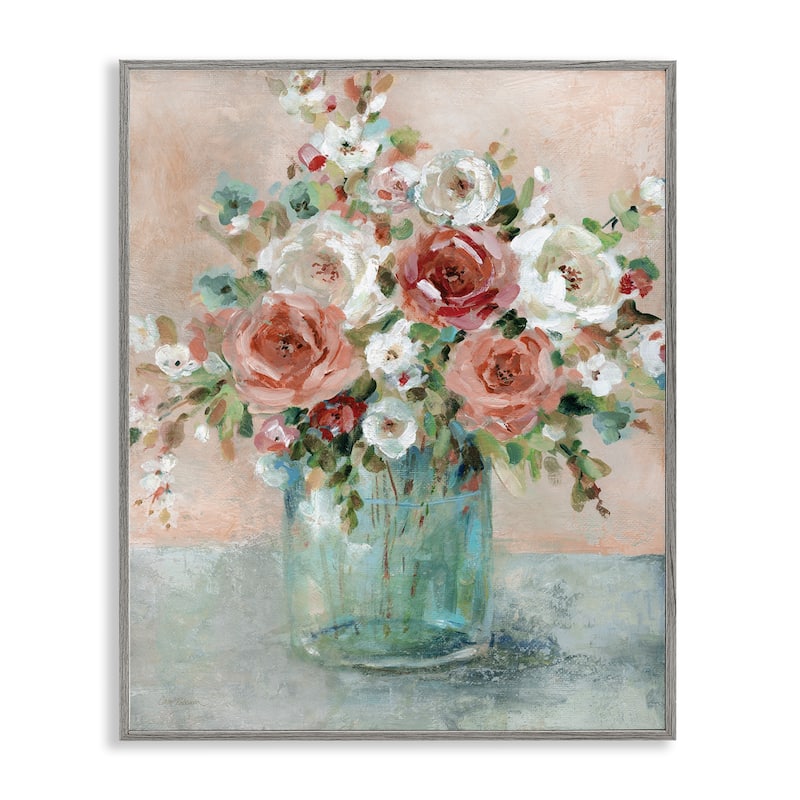 Stupell Red & White Roses Framed Giclee Art Design By Carol Robinson - 24 x 30 - Grey