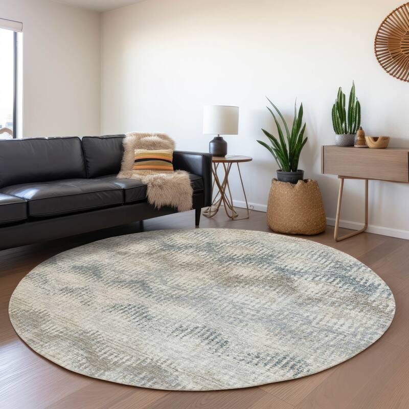 Premium Washable Super Soft Global Ombre Mayfield Rug - Linen - 8' x 8' - Round