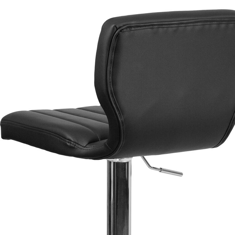 Contemporary Chrome Adjustable Bar Stool - 16.5"W x 19"D x 34.5" - 43"H