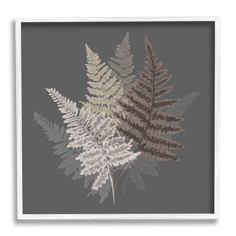 Stupell Botanical Fern Leaves Modern Layered Nature Design Framed Wall Art, Design by House of Rose - 12 x 12 - White