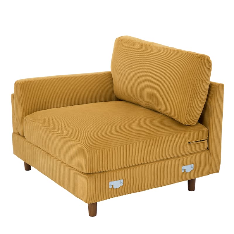 90" Oversized Corduroy Living Room Sofa With Reversible Cushions