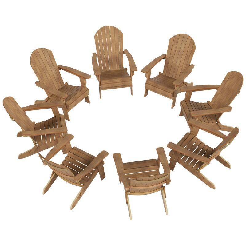 Vineyard HIPS Outdoor Folding Eco-Friendly All Weather Seashell Adirondack Chairs (8-Piece Conversation Set)