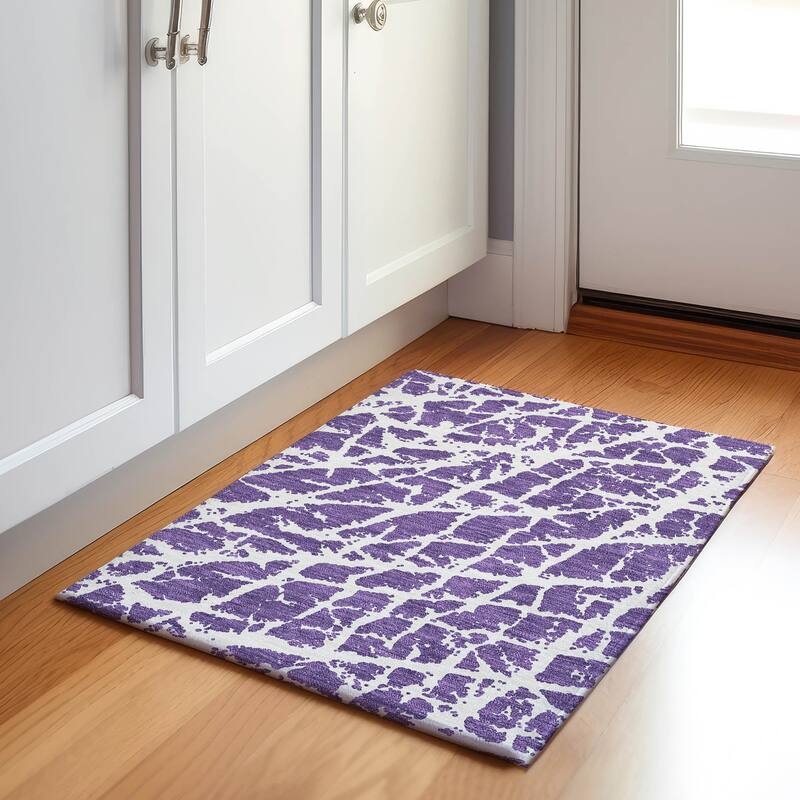Premium Washable Super Soft Modern Crackle Mayfield Rug - Purple - 1' 8" x 2' 6" - Rectangle