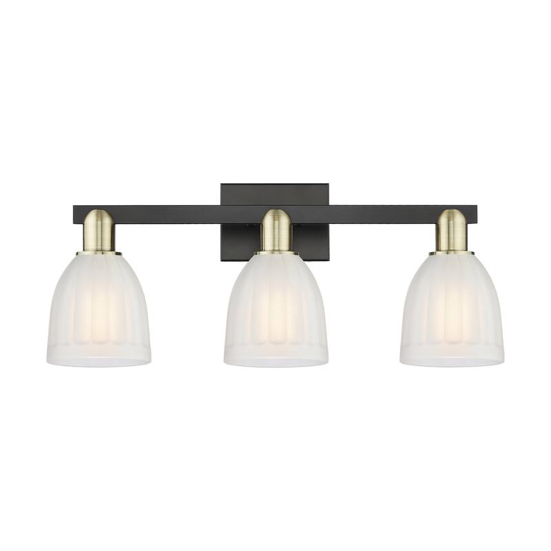 Innovations Lighting 716-3W-12-25 Brookfield Vanity Brookfield 3 Light - Black Antique Brass / White