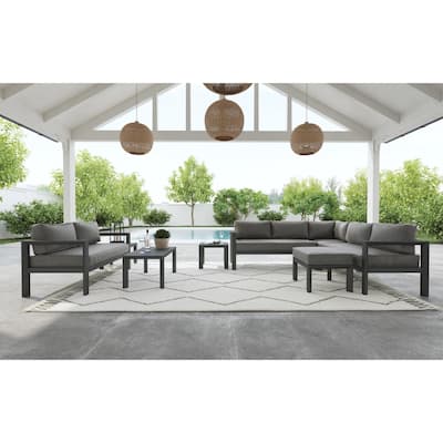 Grayton Gray Aluminum Ottoman - 26" x 18" x 21"