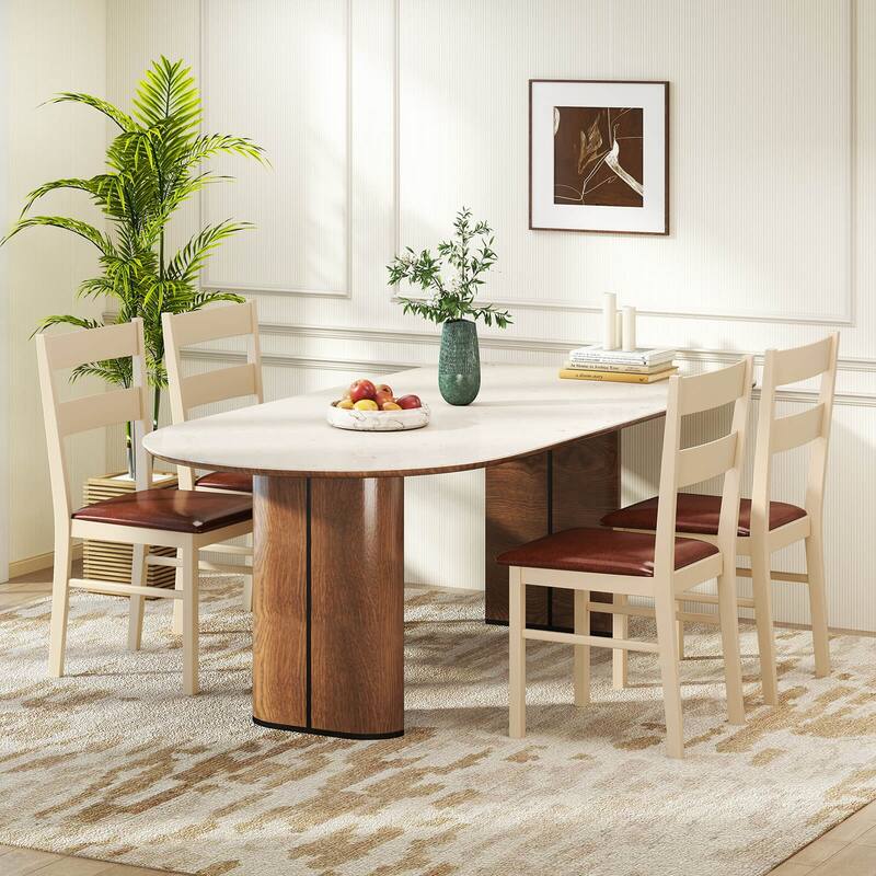 Costway Wooden dining chair set of 2/4 with rubber wood frame padded