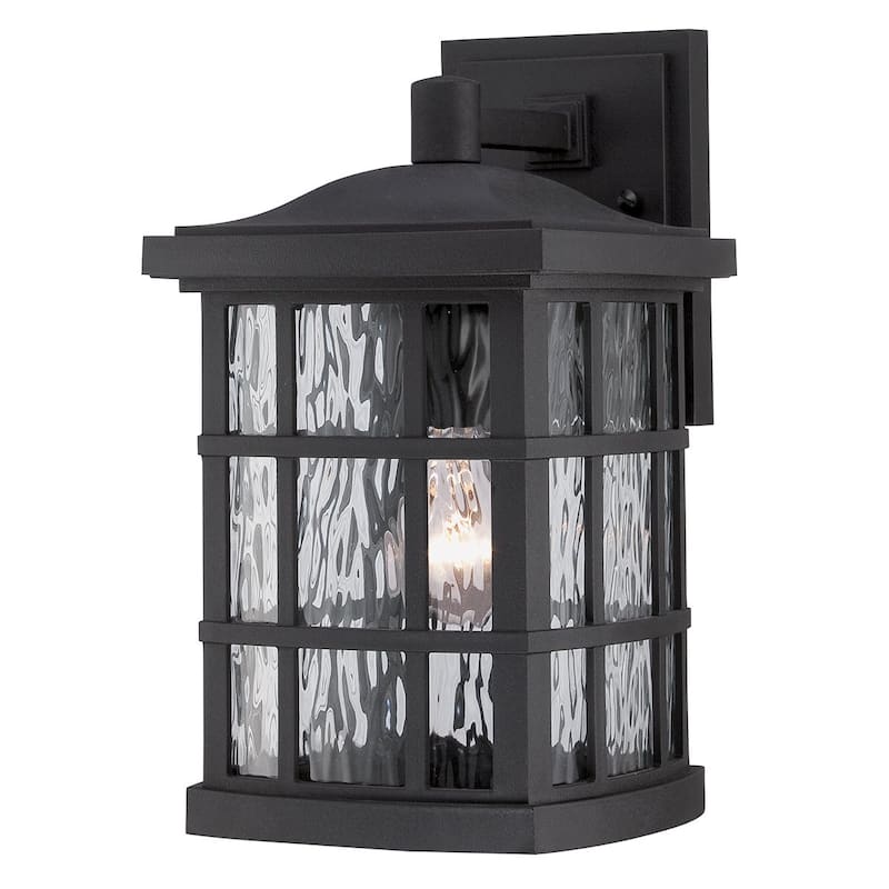 Luxury Craftsman Outdoor Wall Light, 13"H x 8"W, with Tudor Style, Highly-Detailed Design, Black Silk Finish