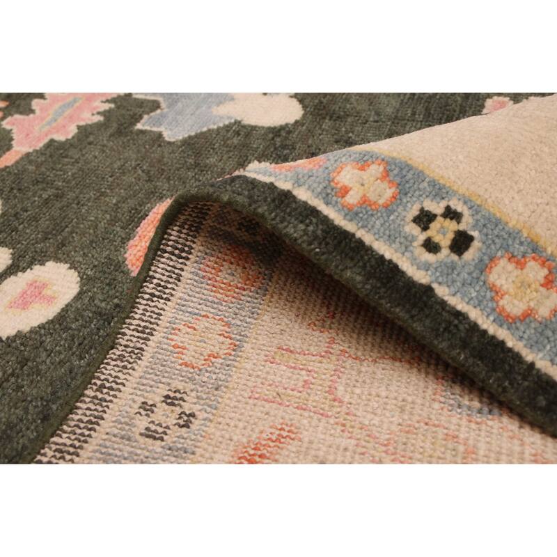 ECARPETGALLERY Hand-knotted Modern Oushak Dark Green Wool Rug - 8'8 x 11'11