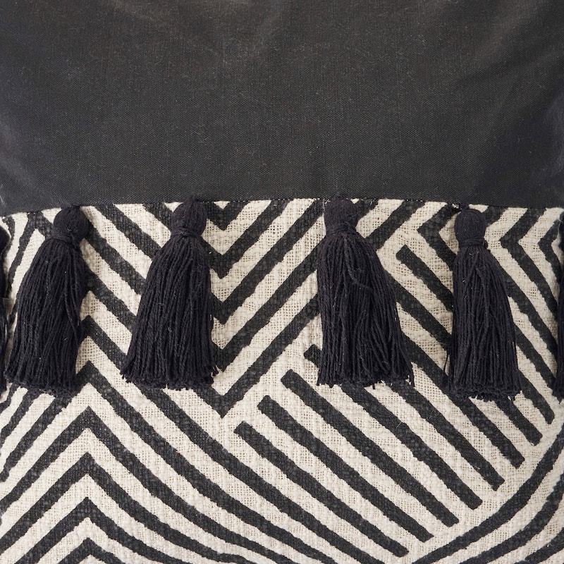 Sevita Elevate Black/White Chevron Cotton Throw Pillow, Set of 2