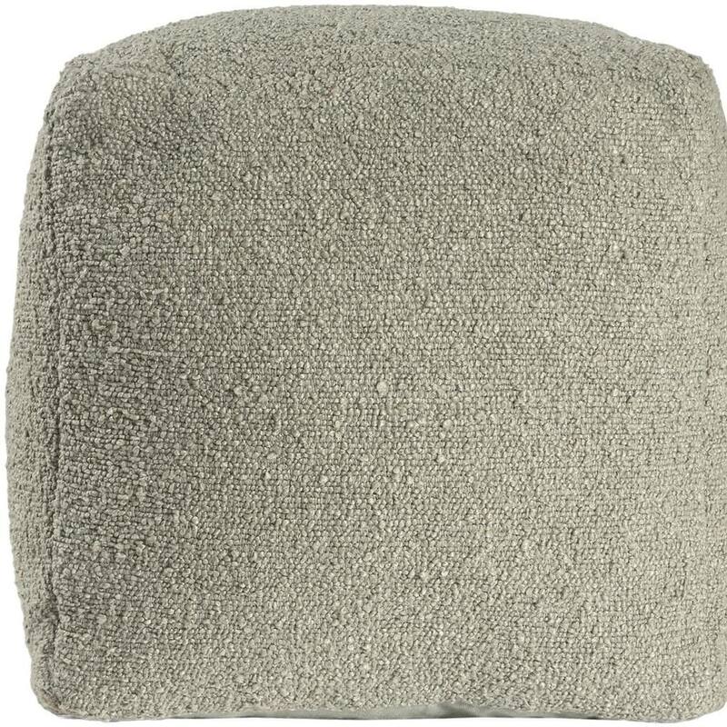 HomeRoots 18" Sage Boucle Pouf Ottoman
