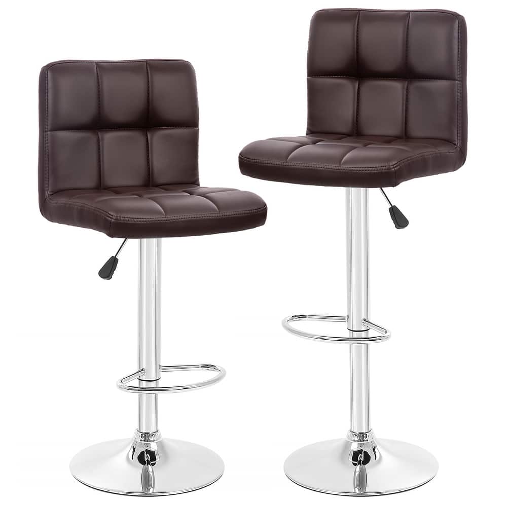 Furniture of America Orson Modern PU Leather Adjustable Height Swivel Dining Bar Stools (Set of 2)