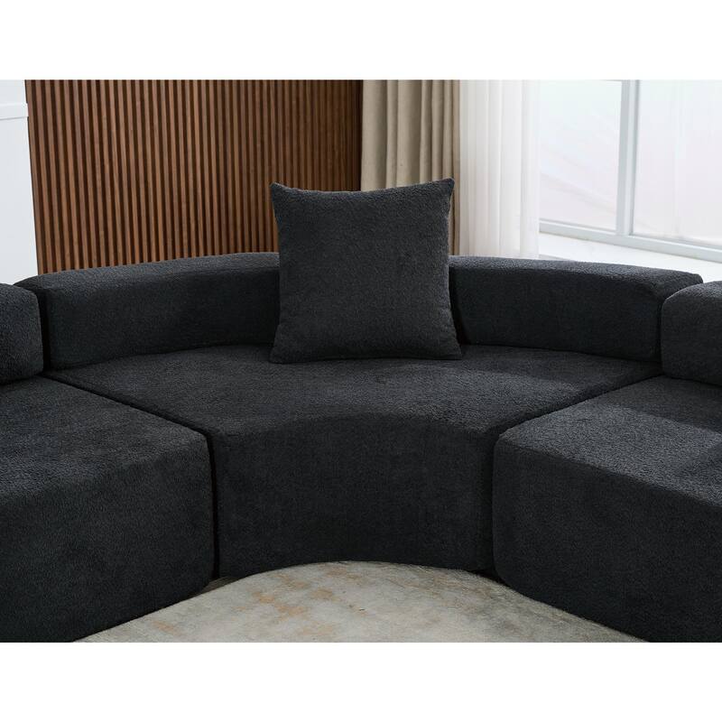 3-Piece Curved Sofa, Oversized Boucle Couch, Flexible for Living Room