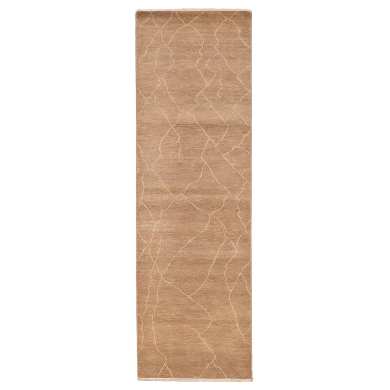 ECARPETGALLERY Hand-knotted Mystique Brown Wool Rug - 3'0 x 9'9