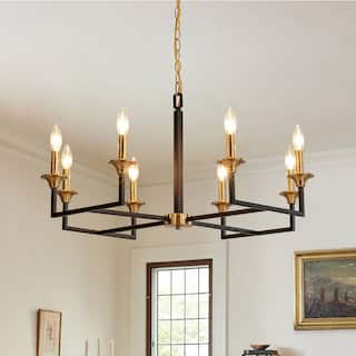 8-Light Mid-Century Modern Metal Candle Style Chandelier