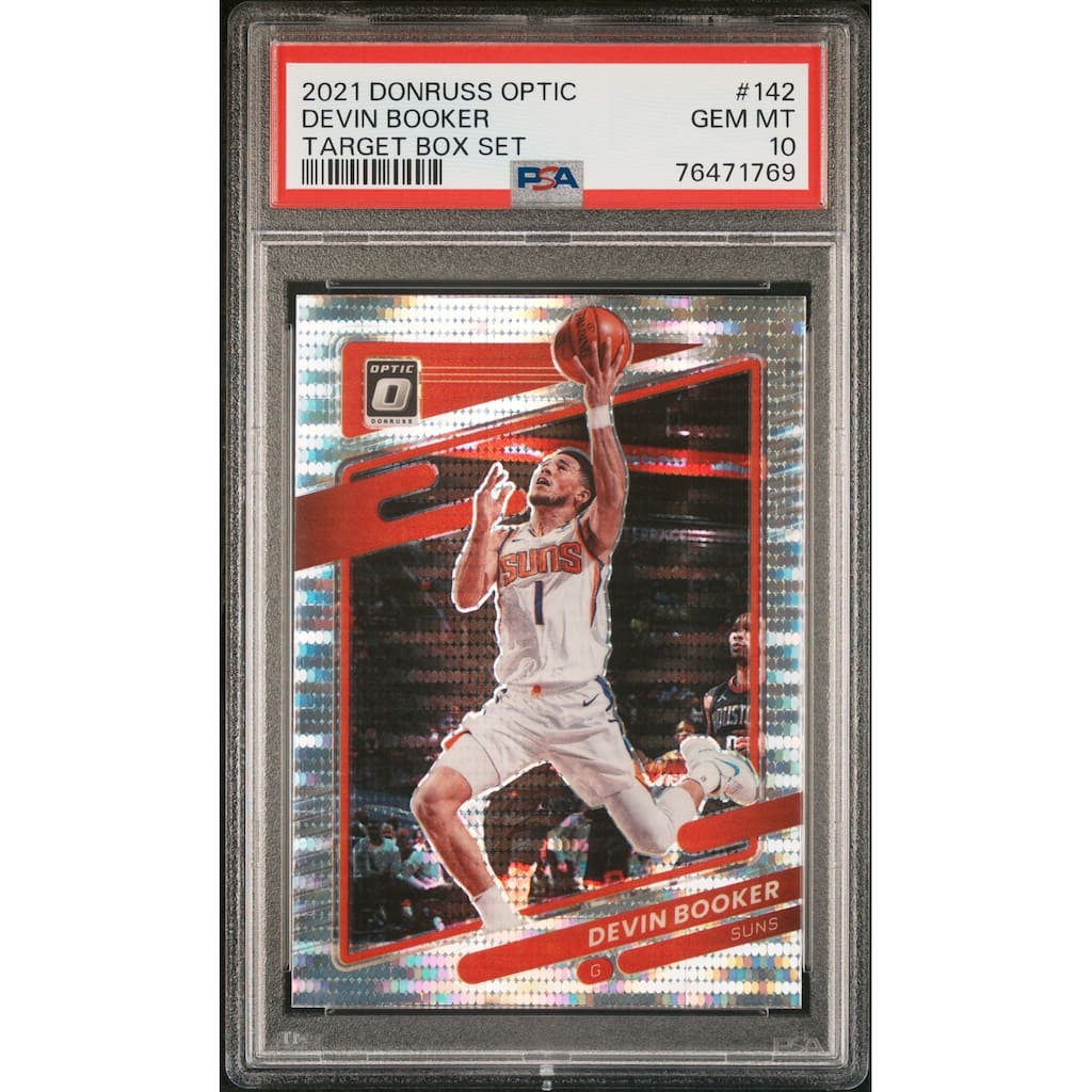 Devin Booker 2021 Panini Donruss Optic Target Box Set Card #142 Graded PSA 10 - 8'6" x 11'6"