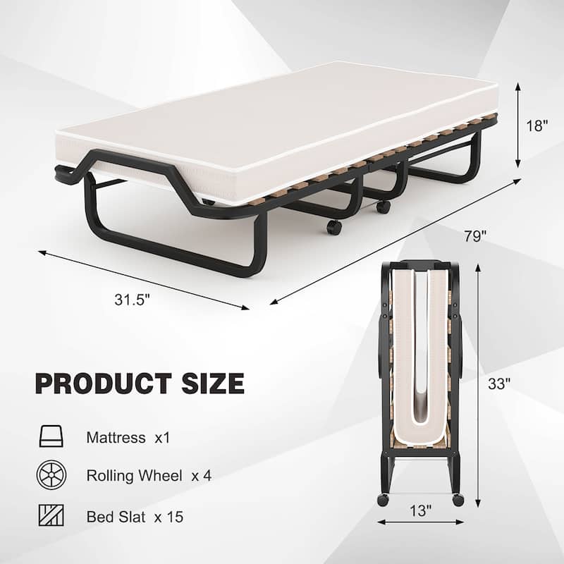 Comfort Folding Guest Bed with Memory Foam Made in Italy