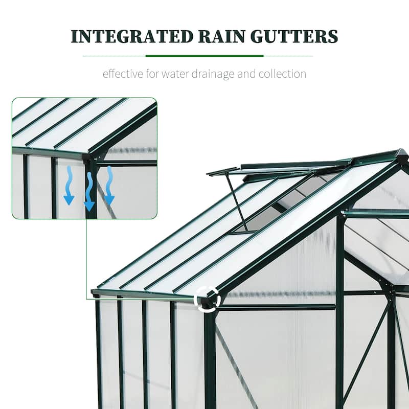 Outsunny Polycarbonate Walk-in Garden Greenhouse - Clear