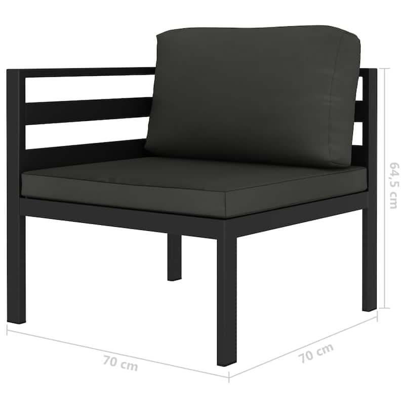 vidaXL Patio Lounge Set with Cushions Aluminum - 27.6" x 27.6" x 25.4"