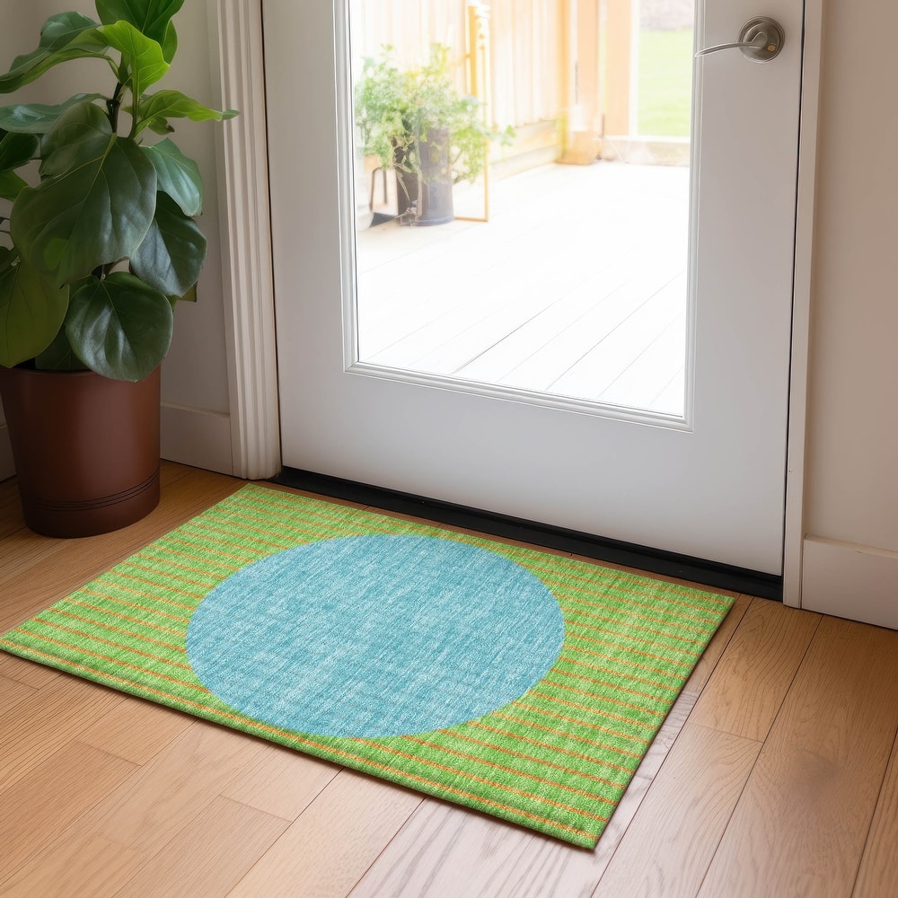 Machine Washable Indoor/ Outdoor Modern Sunrise Chantille Rug