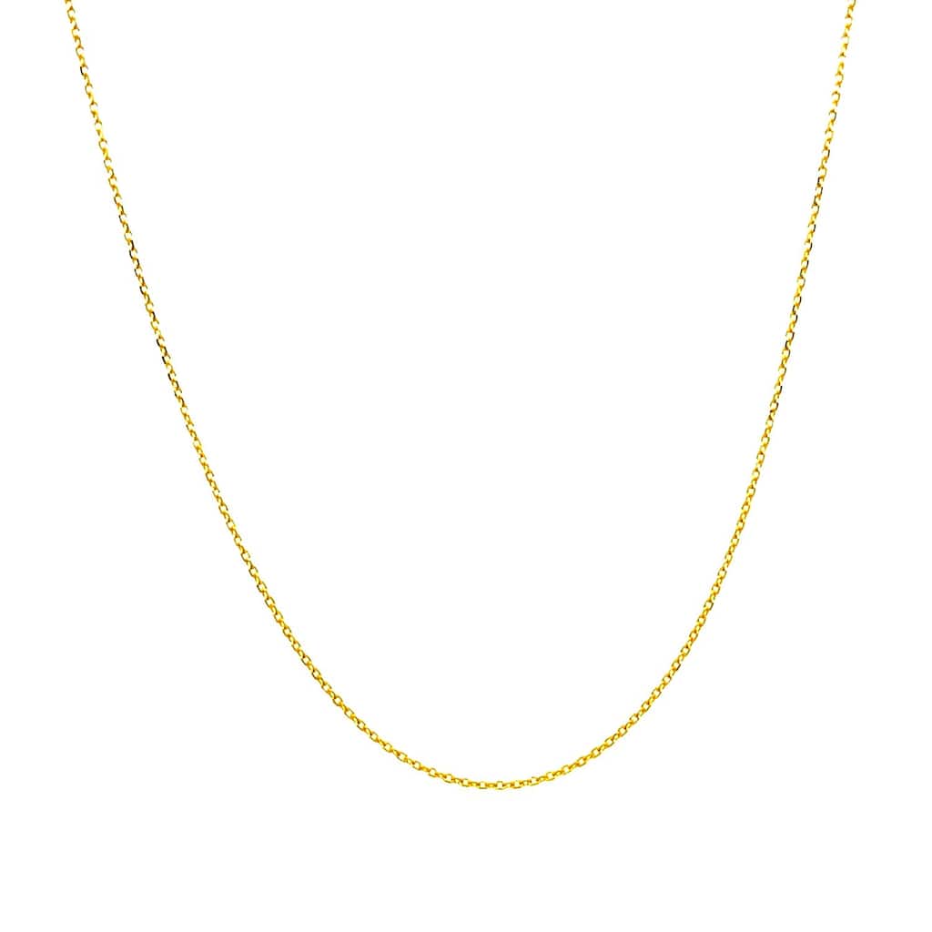 MayaMila 14k Yellow Gold Cable Link Chain Necklace 0.7mm