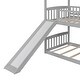 preview thumbnail 7 of 8, Multifunctional Twin Over Twin Bunk Bed with Slide and Ladder,House Bed with Roof