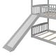 preview thumbnail 19 of 20, Twin over Twin Wooden Bunk Bed Playhouse House Bed with Slide