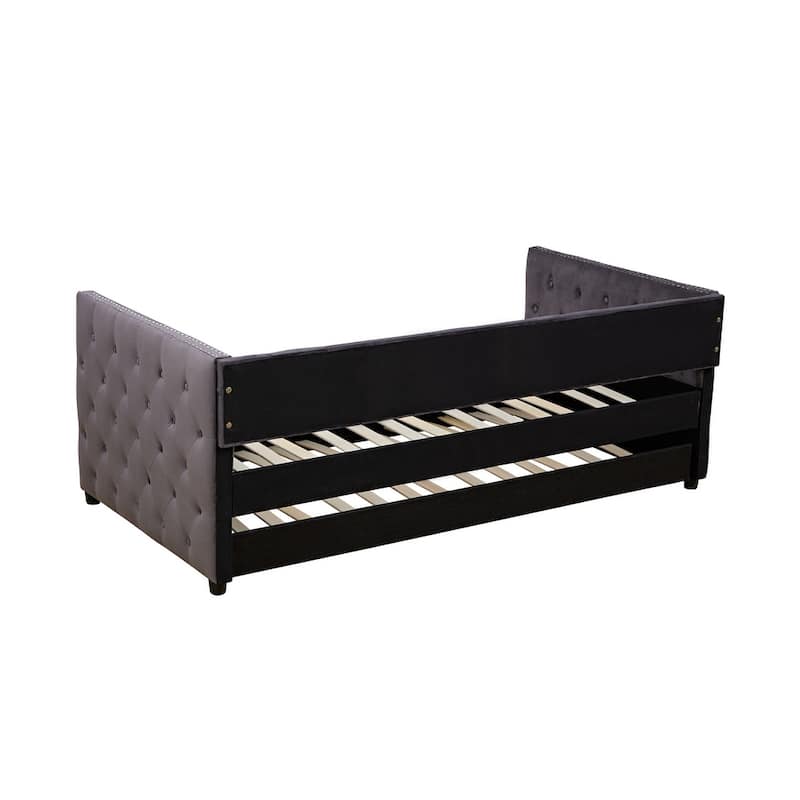 Velvet Upholstered Daybed with Trundle