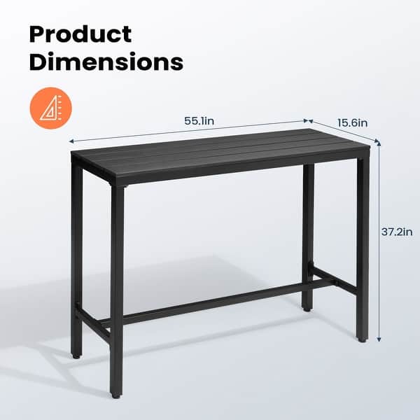 dimension image slide 2 of 14, Pellebant Patio Outdoor Bar Table Rectangle Pub Table Dining Table
