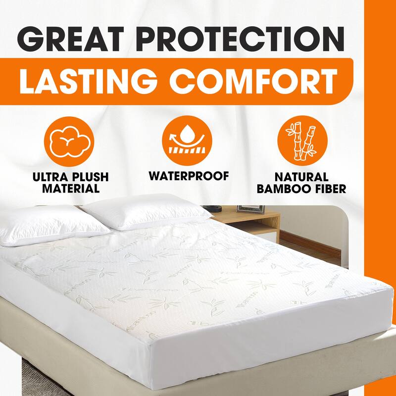 Cheer Collection Waterproof Bamboo Mattress Protector - White
