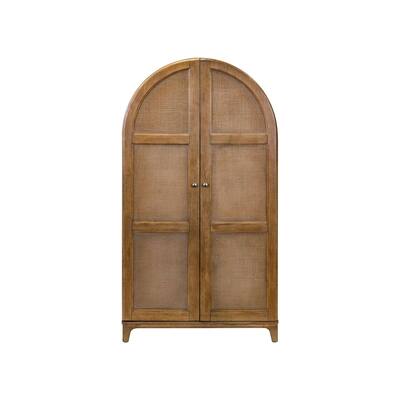 Coastal Arch shaped Bar Cabinet, Dining Cabinet, Fully Assembled, Brown