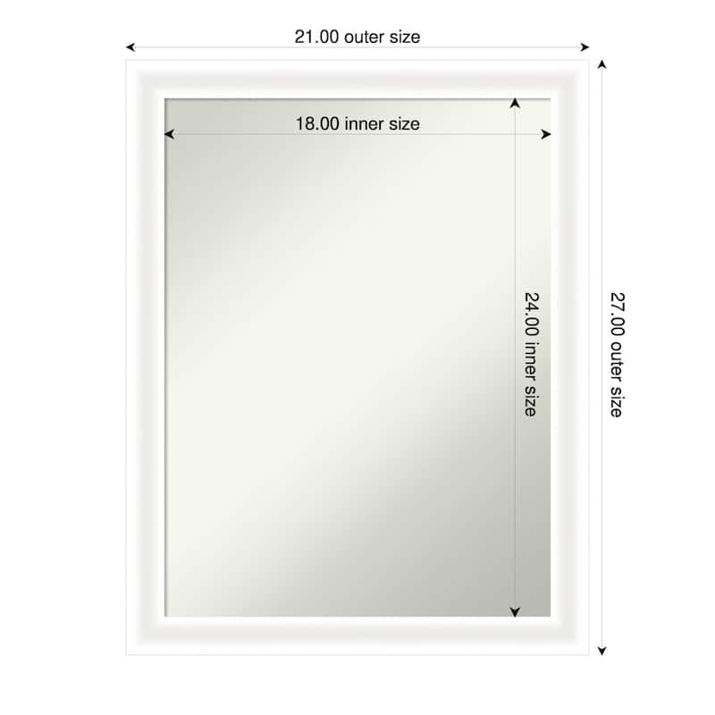 Oliver Narrow Non-Beveled Wood Framed Wall Mirror - 21 x 27 in - Oliver White Narrow
