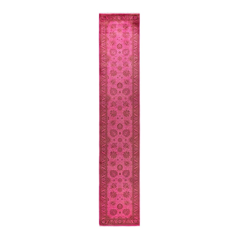 Fine Vibrance, One-of-a-Kind Hand-Knotted Runner Rug - Pink, 2' 7" x 13' 10" - 2' 7" x 13' 10"