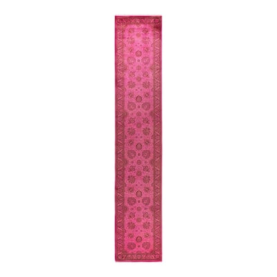 Fine Vibrance, One-of-a-Kind Hand-Knotted Runner Rug - Pink, 2' 7" x 13' 10" - 2' 7" x 13' 10"