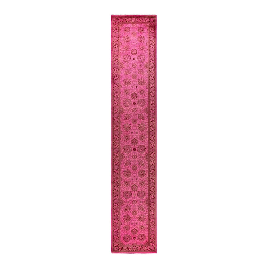 Fine Vibrance, One-of-a-Kind Hand-Knotted Runner Rug - Pink, 2' 7" x 13' 10" - 2' 7" x 13' 10"